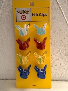 Pokemon Eevee-Shaped Hair Clips - Blue, Red, Yellow, Teal, Green